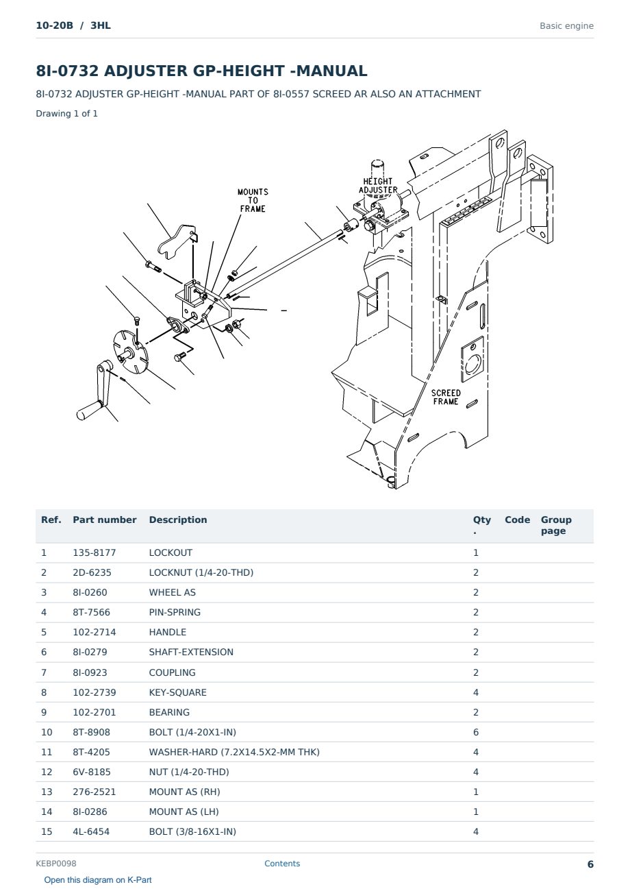 Caterpillar 10-20B S/N 3HL Partsbook KEBP0098 (English) - sample page 6 of 10 Caterpillar 10-20B S/N 3HL Partsbook KEBP0098 (English) - sample page 6 of 10