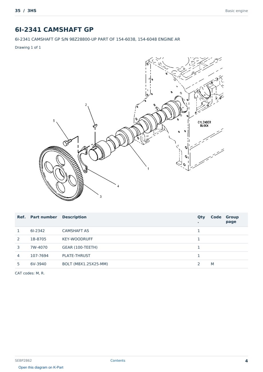 Caterpillar 35 S/N 3HS Partsbook SEBP2862 (English) - sample page 4 of 10 Caterpillar 35 S/N 3HS Partsbook SEBP2862 (English) - sample page 4 of 10
