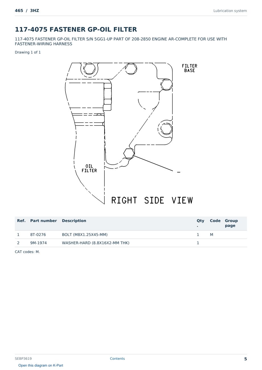 Caterpillar 465 S/N 3HZ Partsbook SEBP3619 (English) - sample page 5 of 10 Caterpillar 465 S/N 3HZ Partsbook SEBP3619 (English) - sample page 5 of 10