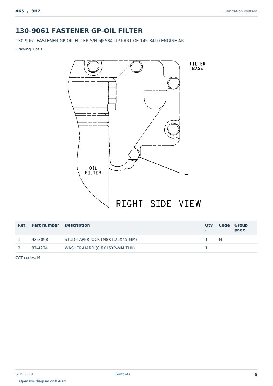 Caterpillar 465 S/N 3HZ Partsbook SEBP3619 (English) - sample page 6 of 10 Caterpillar 465 S/N 3HZ Partsbook SEBP3619 (English) - sample page 6 of 10