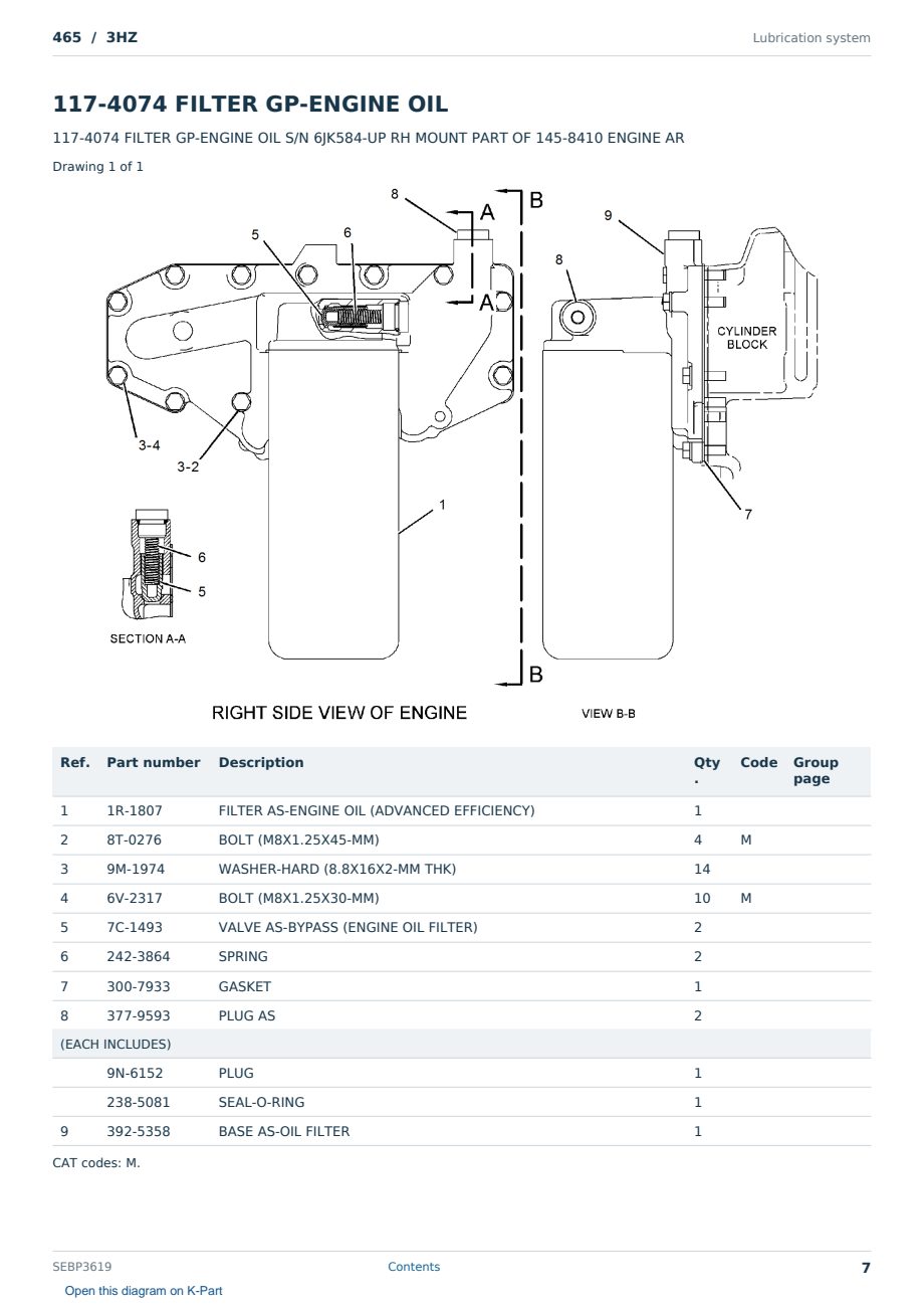 Caterpillar 465 S/N 3HZ Partsbook SEBP3619 (English) - sample page 7 of 10 Caterpillar 465 S/N 3HZ Partsbook SEBP3619 (English) - sample page 7 of 10