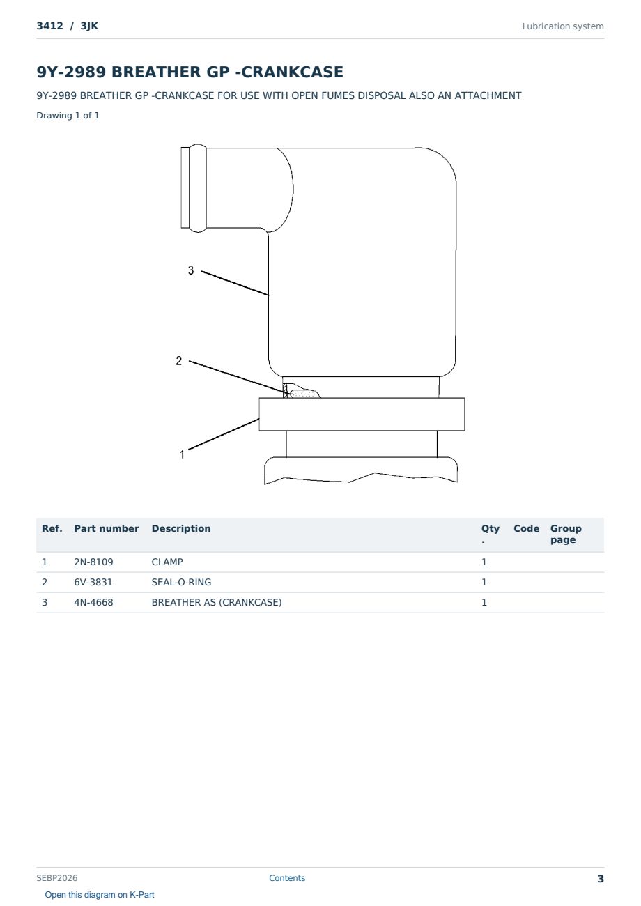 Caterpillar 3412 S/N 3JK Partsbook SEBP2026 (English) - sample page 3 of 10 Caterpillar 3412 S/N 3JK Partsbook SEBP2026 (English) - sample page 3 of 10