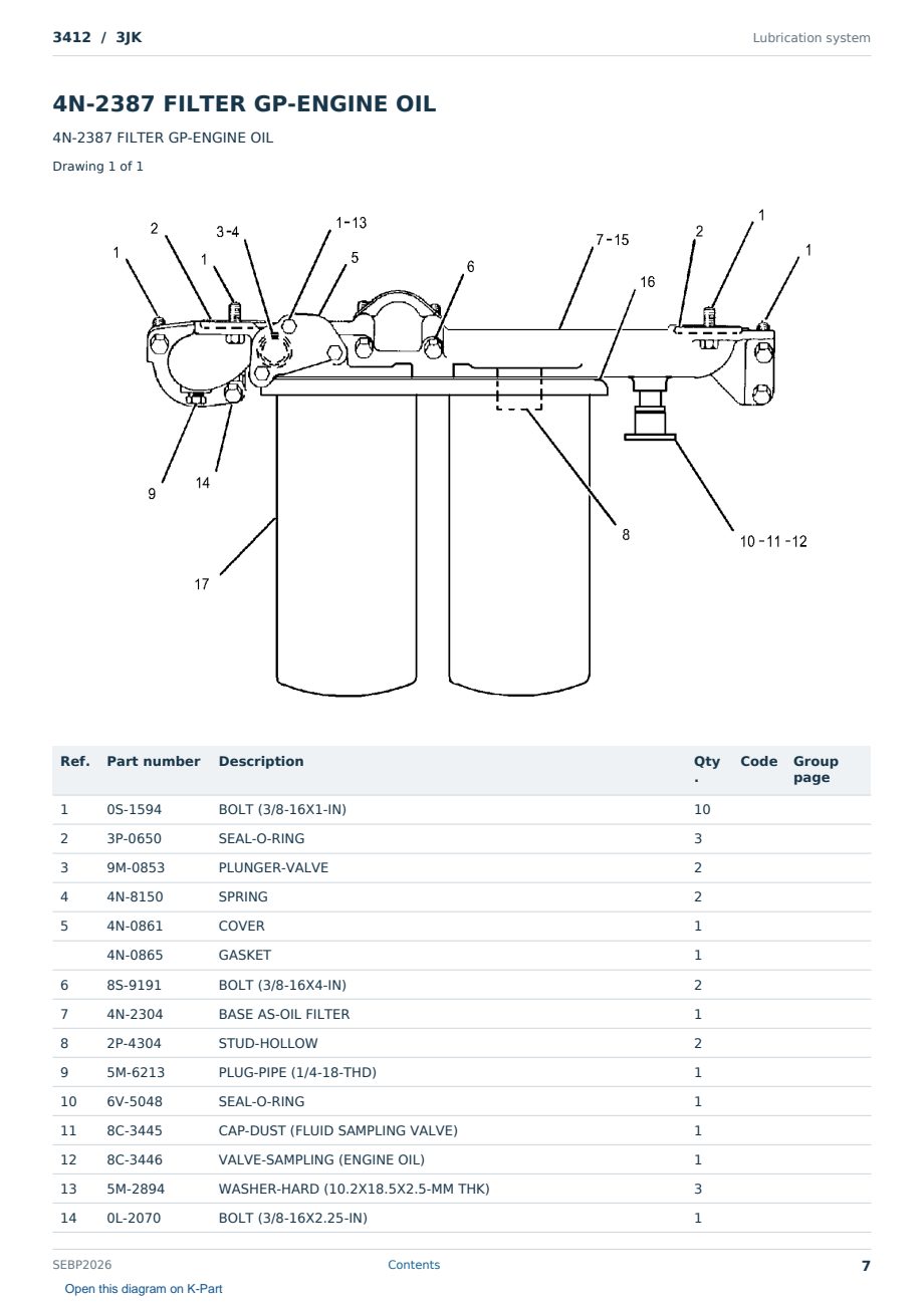 Caterpillar 3412 S/N 3JK Partsbook SEBP2026 (English) - sample page 7 of 10 Caterpillar 3412 S/N 3JK Partsbook SEBP2026 (English) - sample page 7 of 10