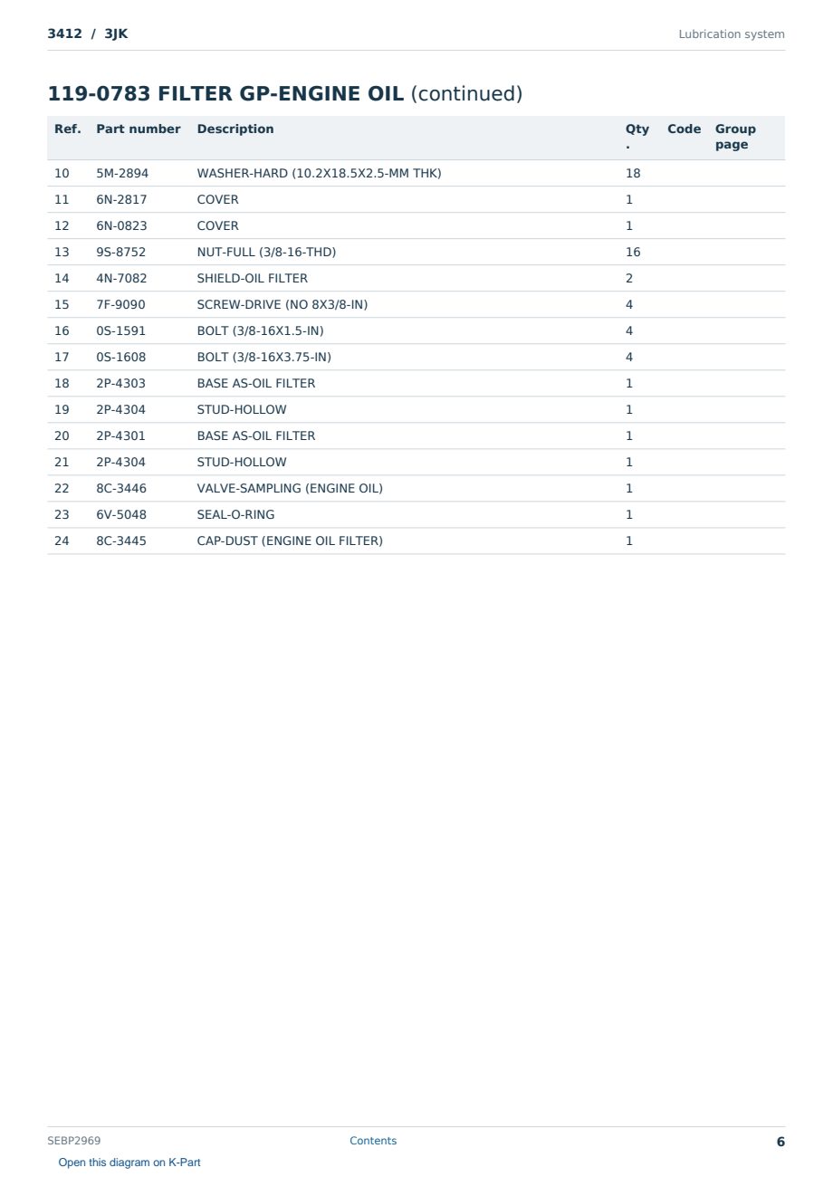 Caterpillar 3412 S/N 3JK Partsbook SEBP2969 (English) - sample page 6 of 10 Caterpillar 3412 S/N 3JK Partsbook SEBP2969 (English) - sample page 6 of 10