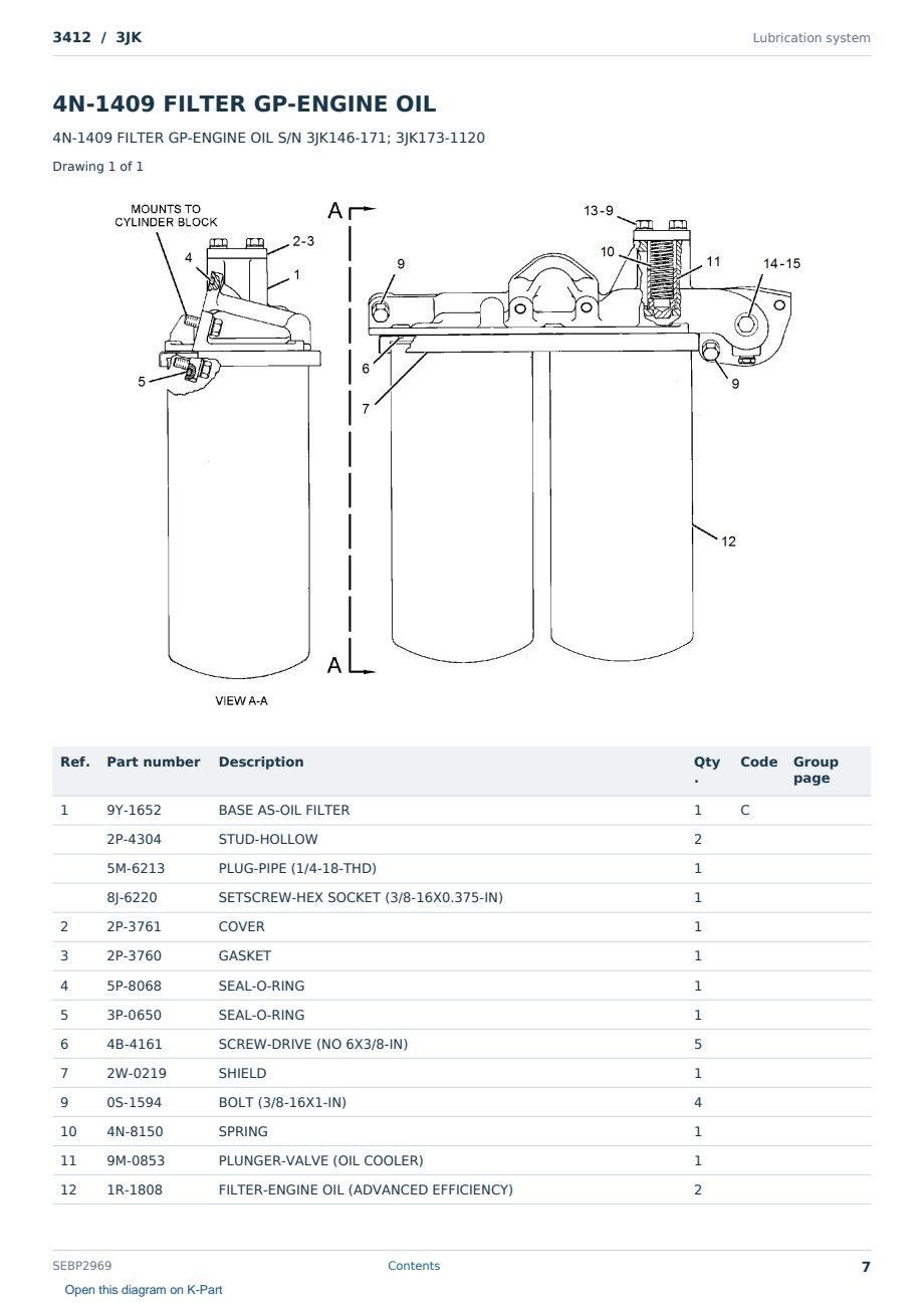 Caterpillar 3412 S/N 3JK Partsbook SEBP2969 (English) - sample page 7 of 10 Caterpillar 3412 S/N 3JK Partsbook SEBP2969 (English) - sample page 7 of 10