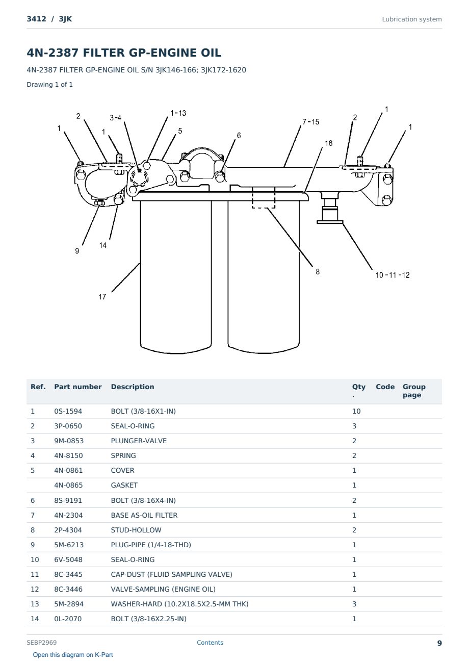 Caterpillar 3412 S/N 3JK Partsbook SEBP2969 (English) - sample page 9 of 10 Caterpillar 3412 S/N 3JK Partsbook SEBP2969 (English) - sample page 9 of 10