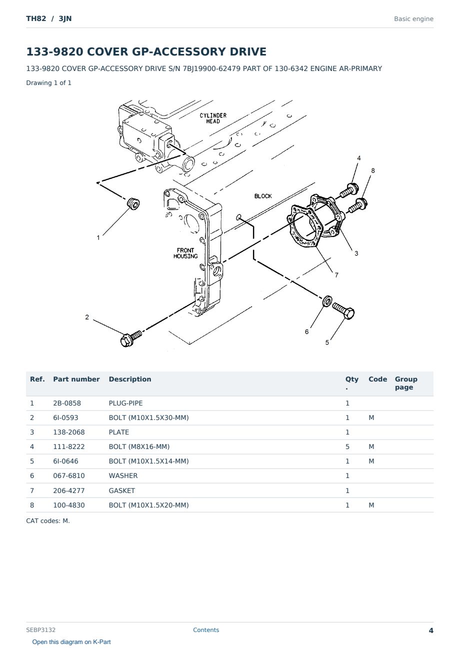 Caterpillar TH82 S/N 3JN Partsbook SEBP3132 (English) - sample page 4 of 10 Caterpillar TH82 S/N 3JN Partsbook SEBP3132 (English) - sample page 4 of 10