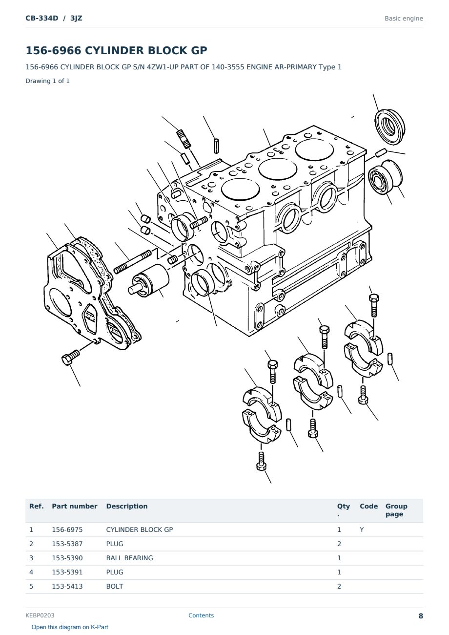 Caterpillar CB-334D S/N 3JZ Partsbook KEBP0203 (English) - sample page 8 of 10 Caterpillar CB-334D S/N 3JZ Partsbook KEBP0203 (English) - sample page 8 of 10