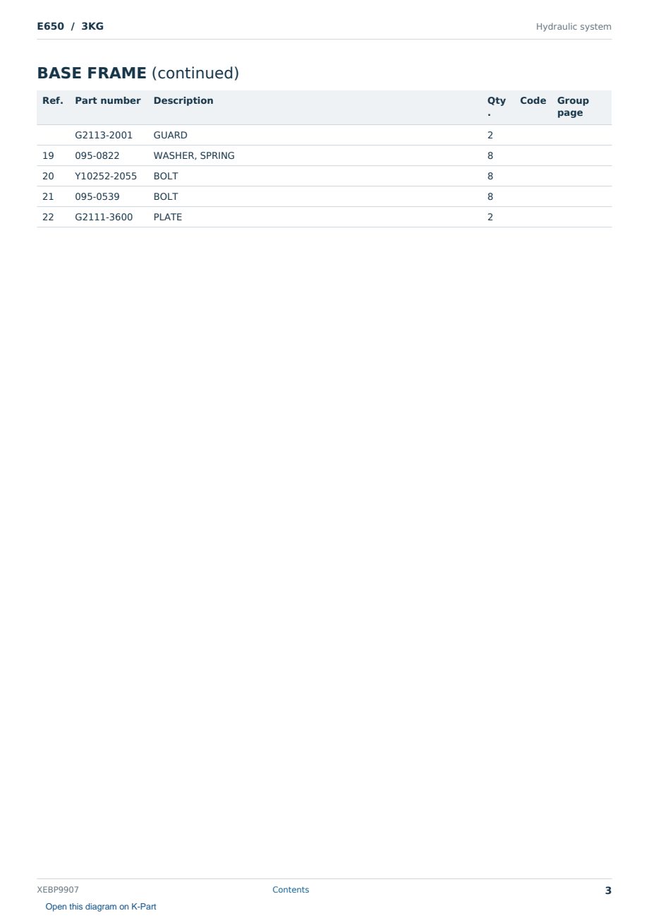 Caterpillar E650 S/N 3KG Partsbook XEBP9907 (English) - sample page 3 of 10 Caterpillar E650 S/N 3KG Partsbook XEBP9907 (English) - sample page 3 of 10