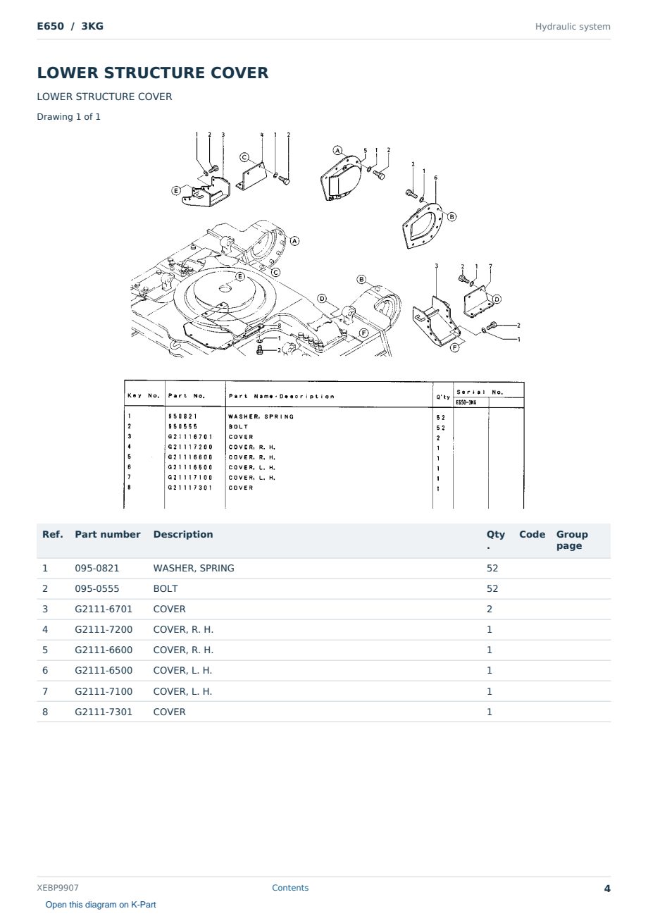 Caterpillar E650 S/N 3KG Partsbook XEBP9907 (English) - sample page 4 of 10 Caterpillar E650 S/N 3KG Partsbook XEBP9907 (English) - sample page 4 of 10