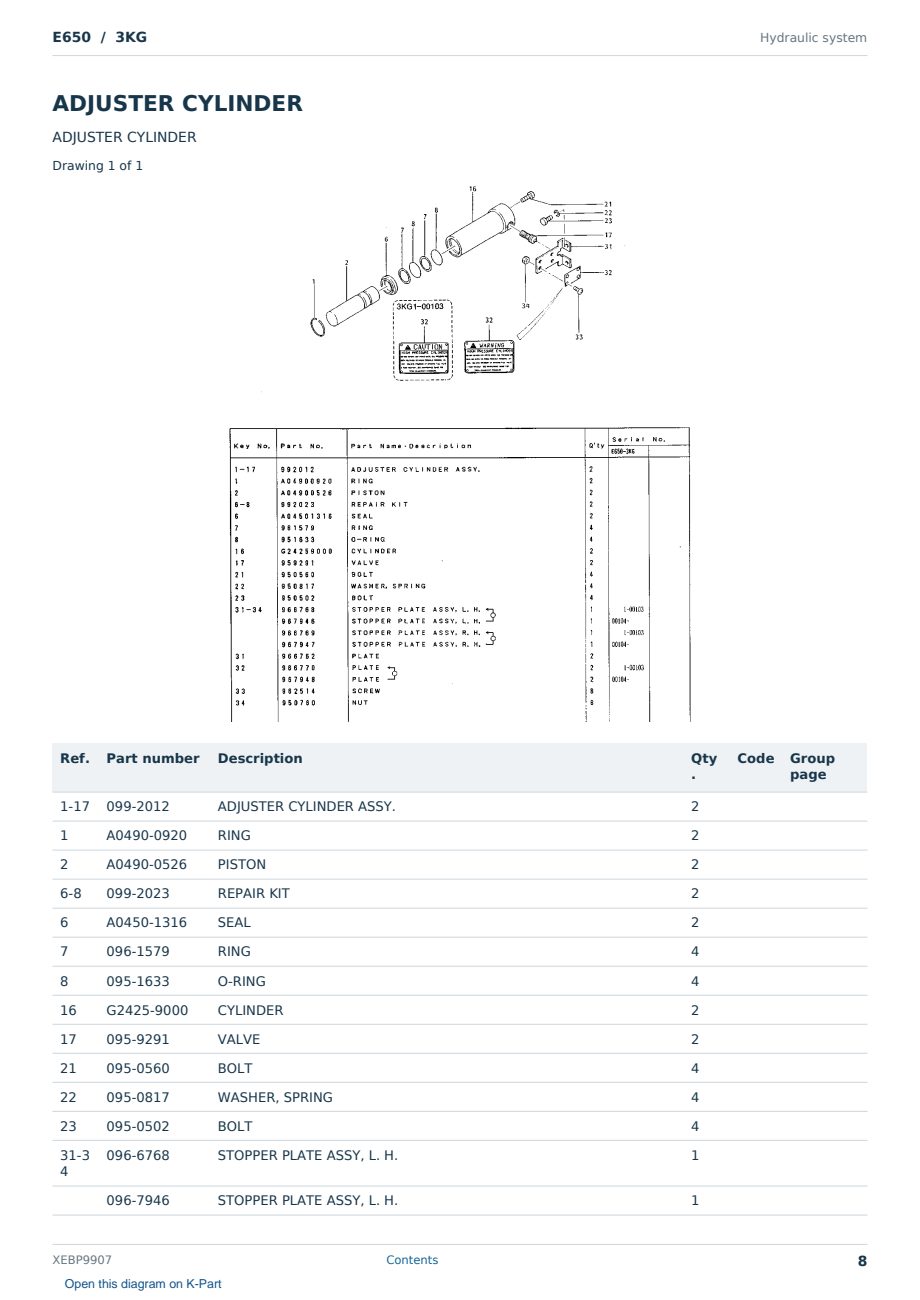 Caterpillar E650 S/N 3KG Partsbook XEBP9907 (English) - sample page 8 of 10 Caterpillar E650 S/N 3KG Partsbook XEBP9907 (English) - sample page 8 of 10