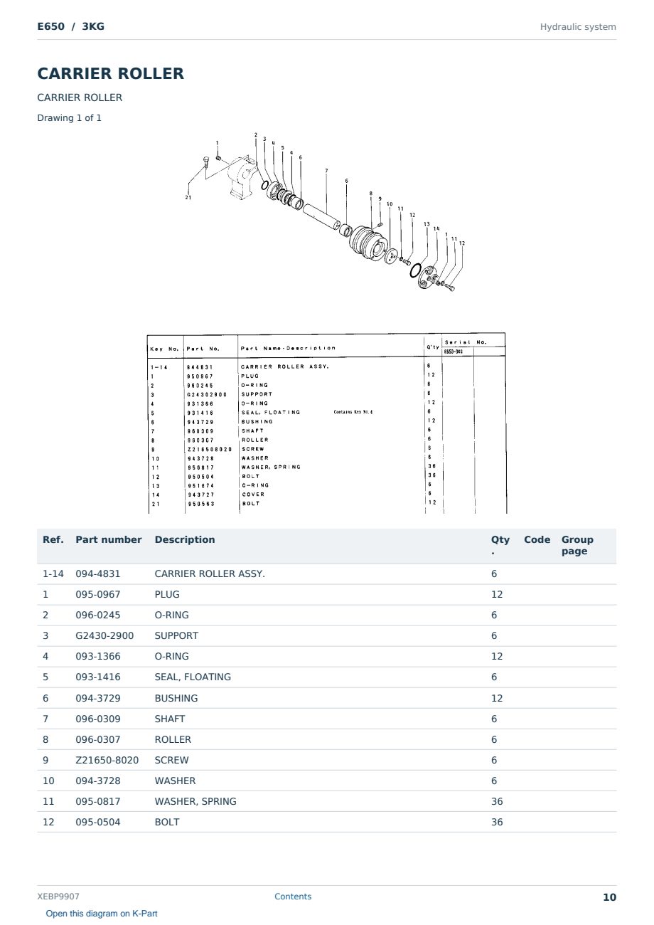 Caterpillar E650 S/N 3KG Partsbook XEBP9907 (English) - sample page 10 of 10 Caterpillar E650 S/N 3KG Partsbook XEBP9907 (English) - sample page 10 of 10