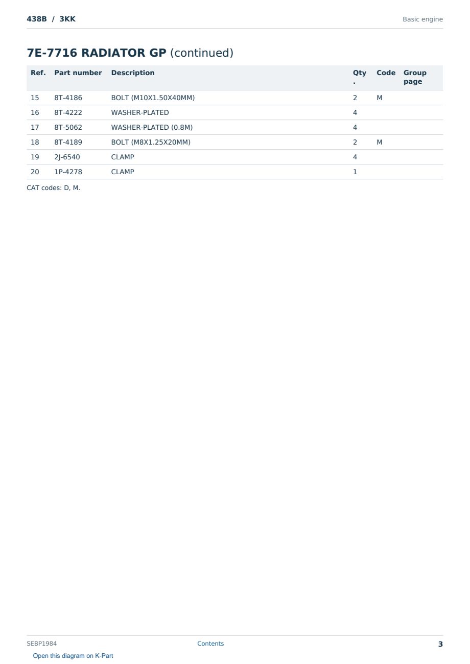 Caterpillar 438B S/N 3KK Partsbook SEBP1984 (English) - sample page 3 of 10 Caterpillar 438B S/N 3KK Partsbook SEBP1984 (English) - sample page 3 of 10