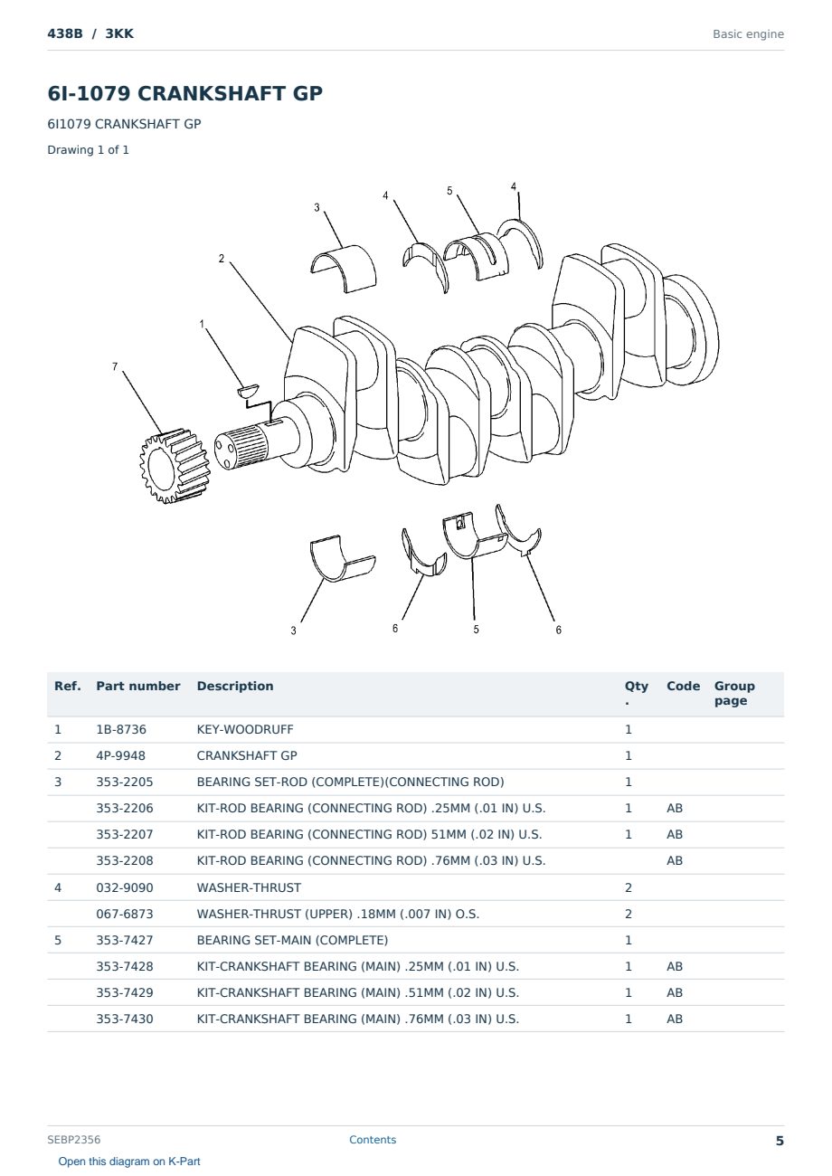 Caterpillar 438B S/N 3KK Partsbook SEBP2356 (English) - sample page 5 of 10 Caterpillar 438B S/N 3KK Partsbook SEBP2356 (English) - sample page 5 of 10