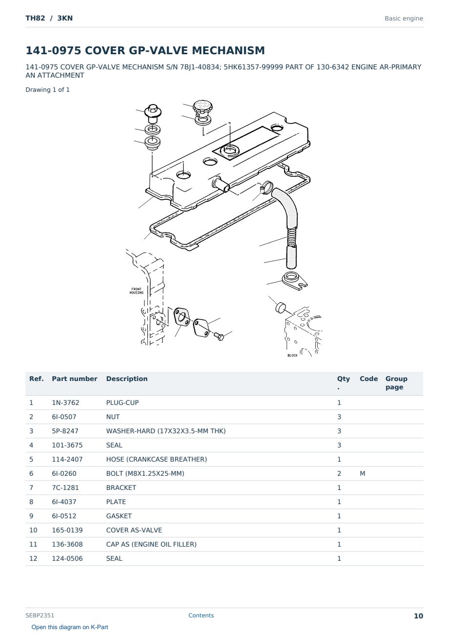 Caterpillar TH82 S/N 3KN Partsbook SEBP2351 (English) - sample page 10 of 10 Caterpillar TH82 S/N 3KN Partsbook SEBP2351 (English) - sample page 10 of 10