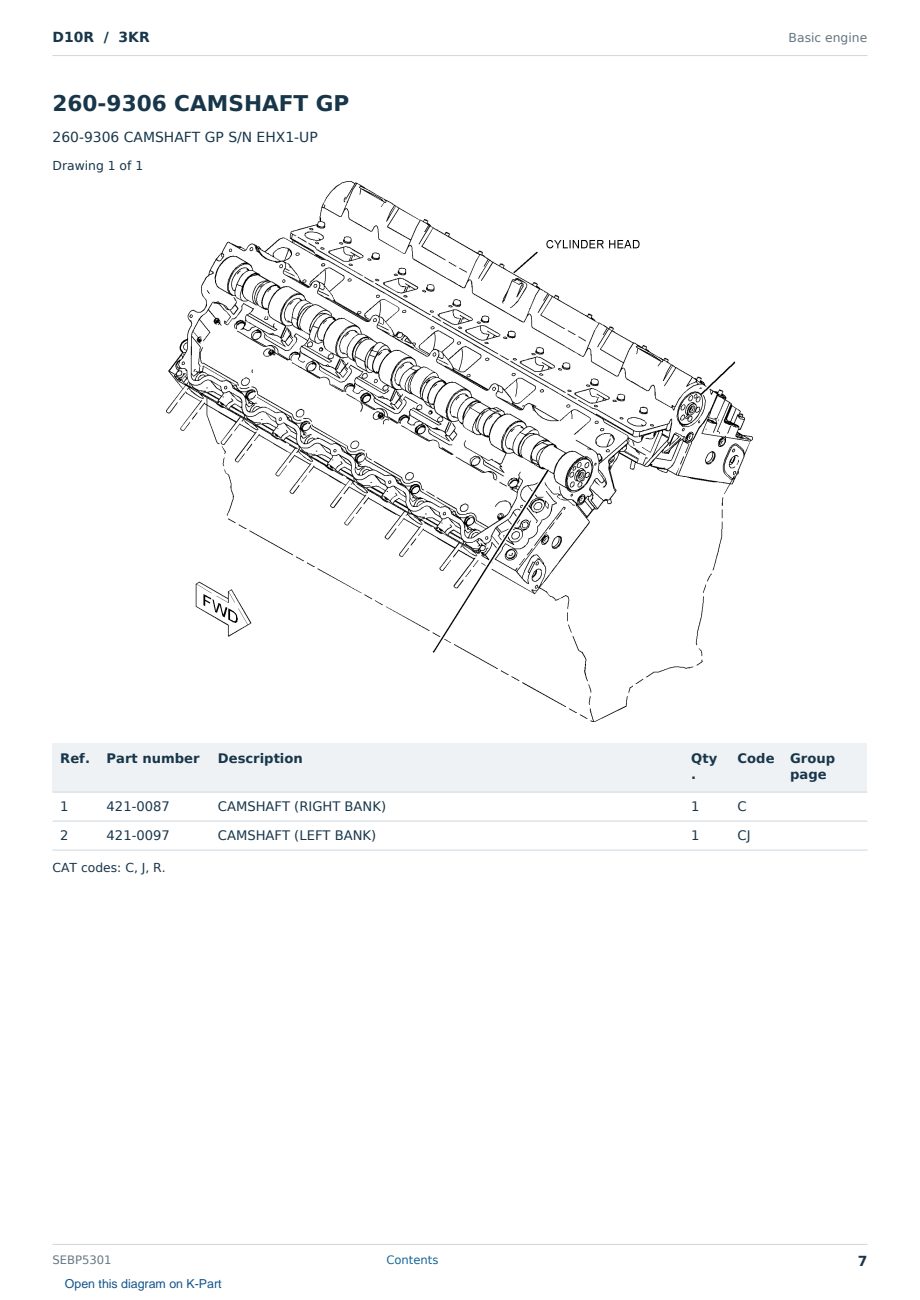Caterpillar D10R S/N 3KR Partsbook SEBP5301 (English) - sample page 7 of 10 Caterpillar D10R S/N 3KR Partsbook SEBP5301 (English) - sample page 7 of 10