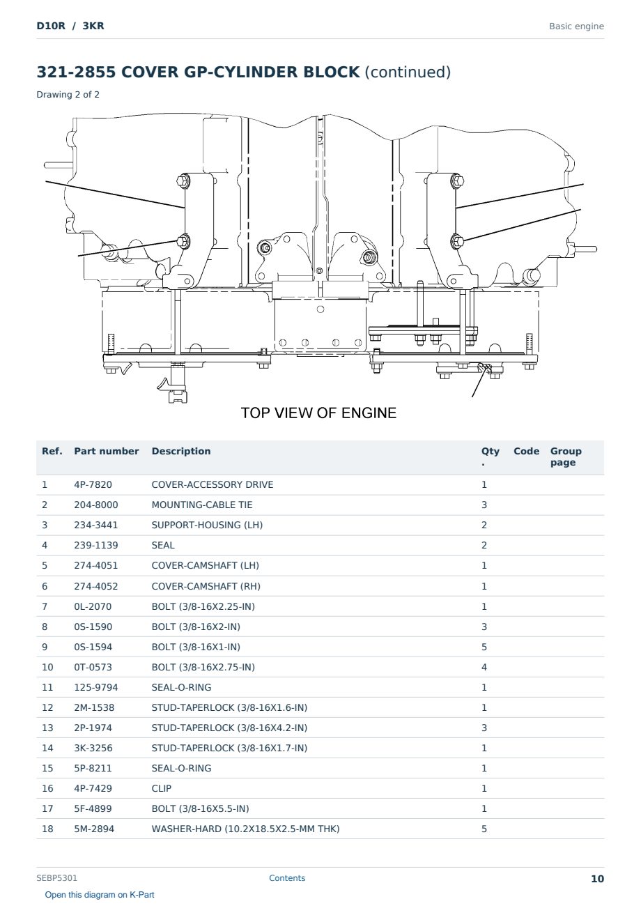 Caterpillar D10R S/N 3KR Partsbook SEBP5301 (English) - sample page 10 of 10 Caterpillar D10R S/N 3KR Partsbook SEBP5301 (English) - sample page 10 of 10