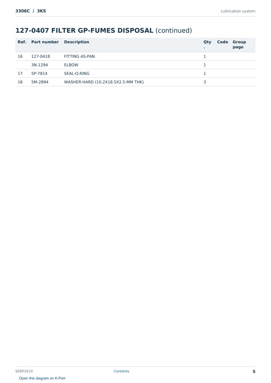 Caterpillar 3306C S/N 3KS Partsbook SEBP2610 (English) - sample page 5 of 10 Caterpillar 3306C S/N 3KS Partsbook SEBP2610 (English) - sample page 5 of 10