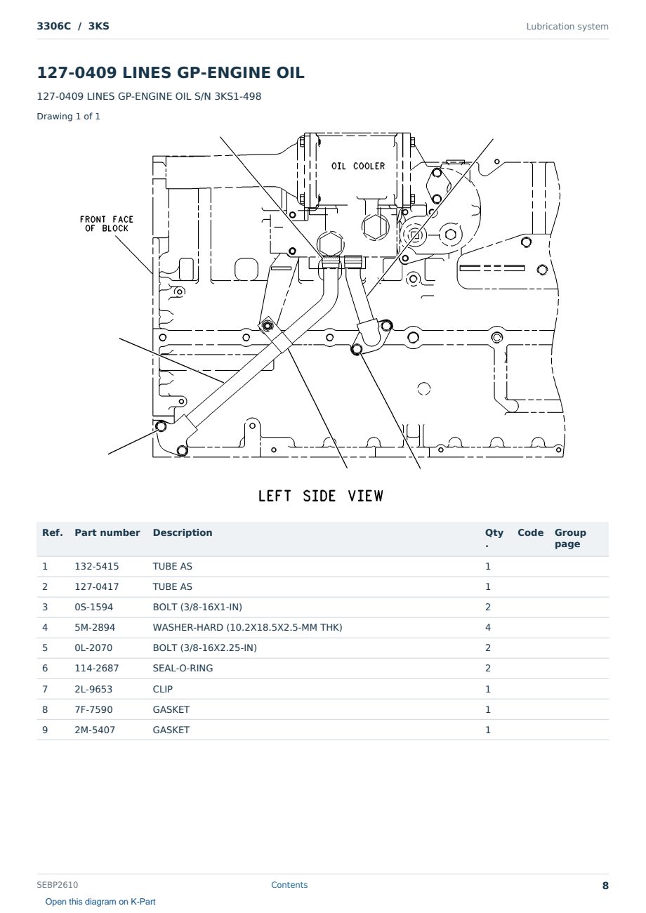 Caterpillar 3306C S/N 3KS Partsbook SEBP2610 (English) - sample page 8 of 10 Caterpillar 3306C S/N 3KS Partsbook SEBP2610 (English) - sample page 8 of 10