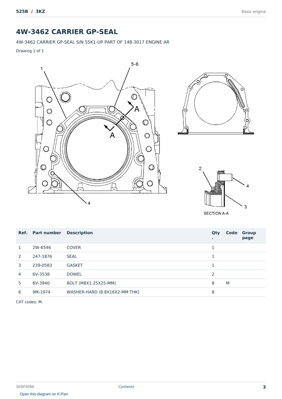 Caterpillar 525B S/N 3KZ Partsbook SEBP3096 (English) - sample page 3 of 10 Caterpillar 525B S/N 3KZ Partsbook SEBP3096 (English) - sample page 3 of 10