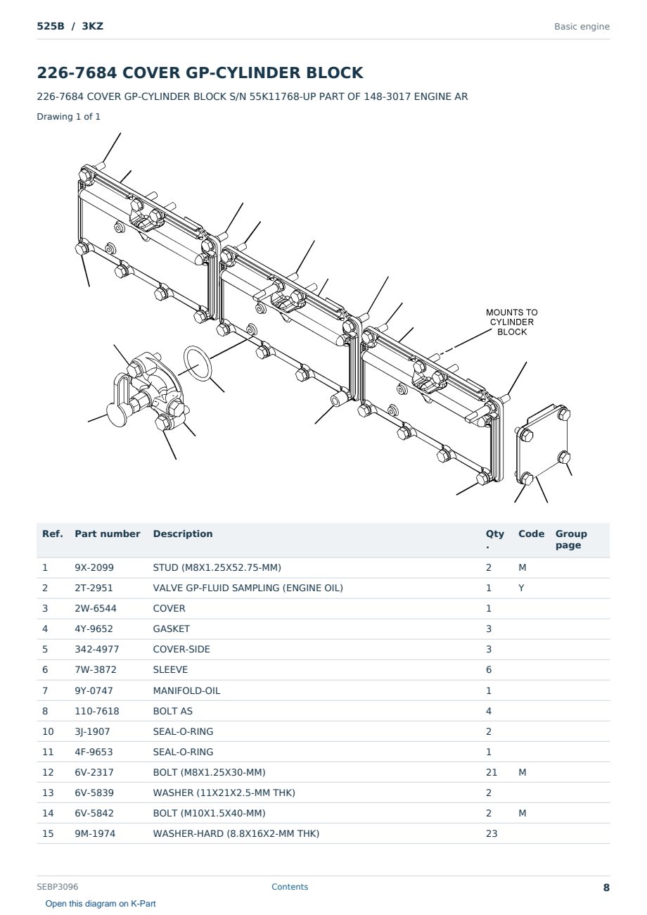 Caterpillar 525B S/N 3KZ Partsbook SEBP3096 (English) - sample page 8 of 10 Caterpillar 525B S/N 3KZ Partsbook SEBP3096 (English) - sample page 8 of 10