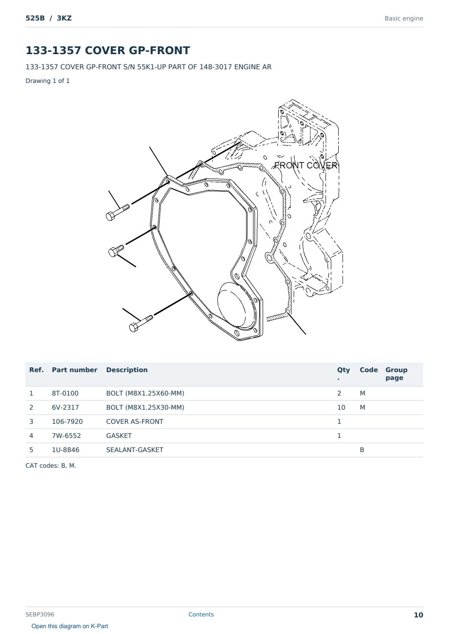Caterpillar 525B S/N 3KZ Partsbook SEBP3096 (English) - sample page 10 of 10 Caterpillar 525B S/N 3KZ Partsbook SEBP3096 (English) - sample page 10 of 10
