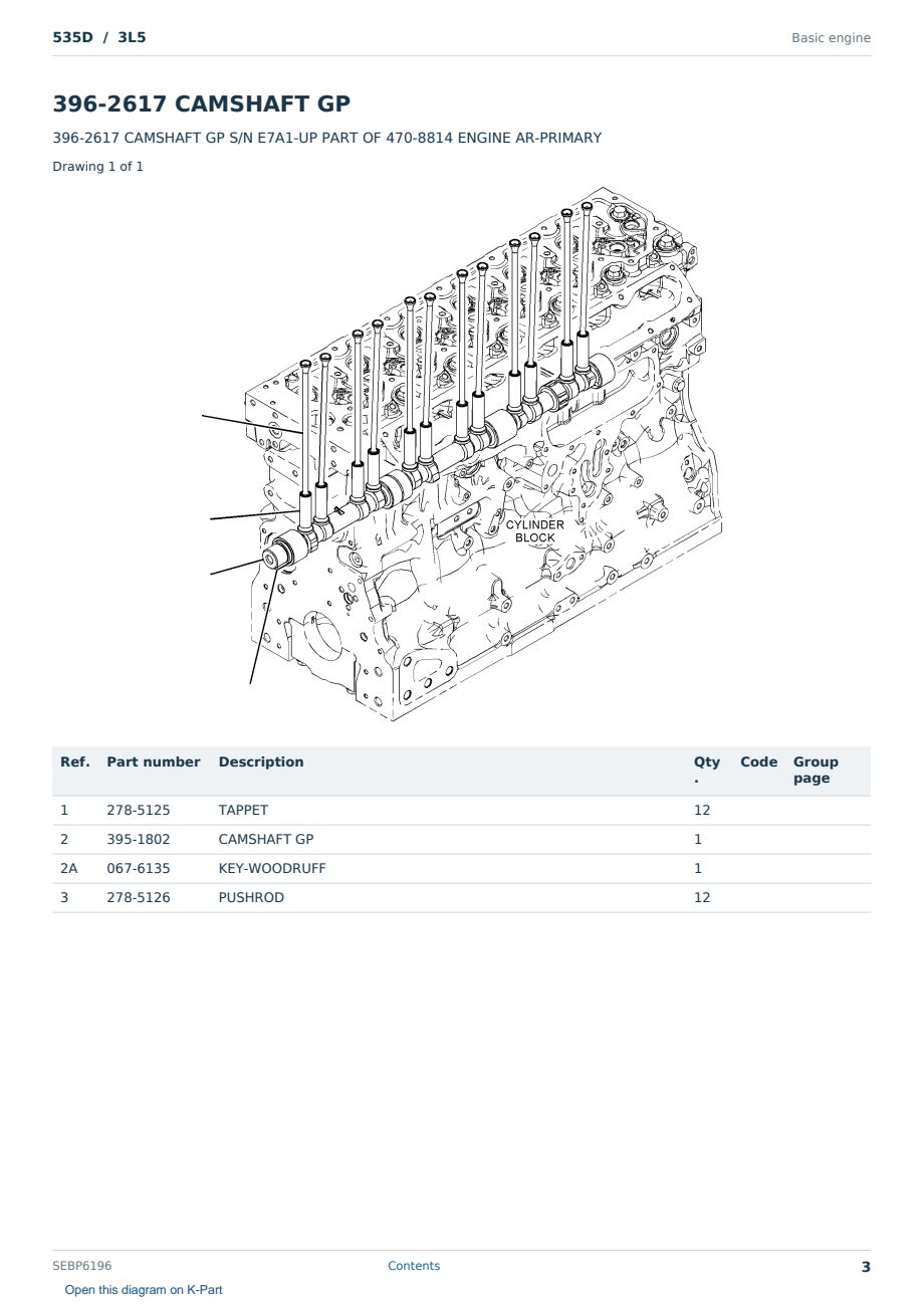 Caterpillar 535D S/N 3L5 Partsbook SEBP6196 (English) - sample page 3 of 10 Caterpillar 535D S/N 3L5 Partsbook SEBP6196 (English) - sample page 3 of 10
