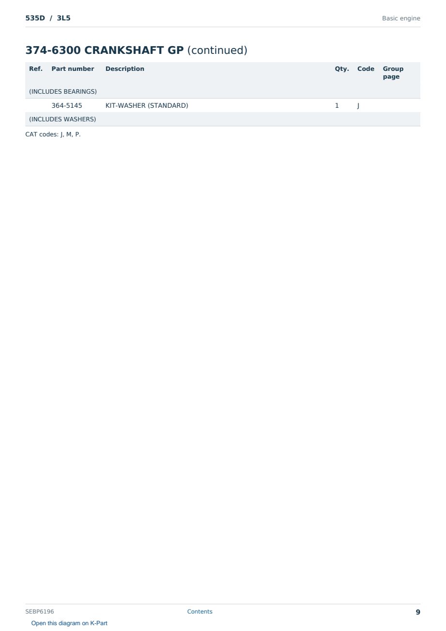 Caterpillar 535D S/N 3L5 Partsbook SEBP6196 (English) - sample page 9 of 10 Caterpillar 535D S/N 3L5 Partsbook SEBP6196 (English) - sample page 9 of 10