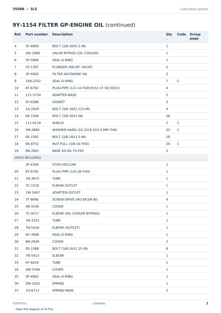 Caterpillar 3508B S/N 3LS Partsbook SEBP2655 (English) - sample page 7 of 10 Caterpillar 3508B S/N 3LS Partsbook SEBP2655 (English) - sample page 7 of 10