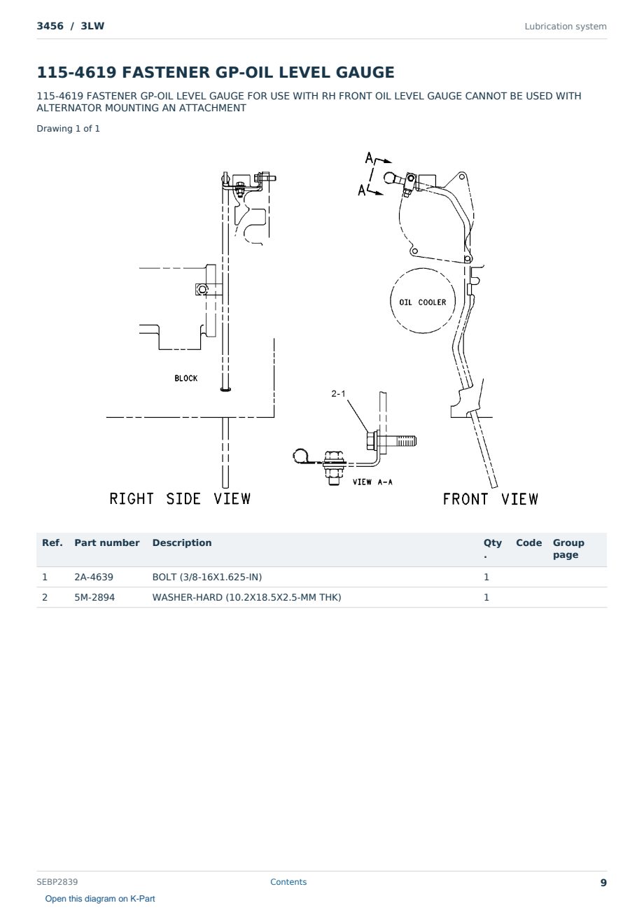 Caterpillar 3456 S/N 3LW Partsbook SEBP2839 (English) - sample page 9 of 10 Caterpillar 3456 S/N 3LW Partsbook SEBP2839 (English) - sample page 9 of 10