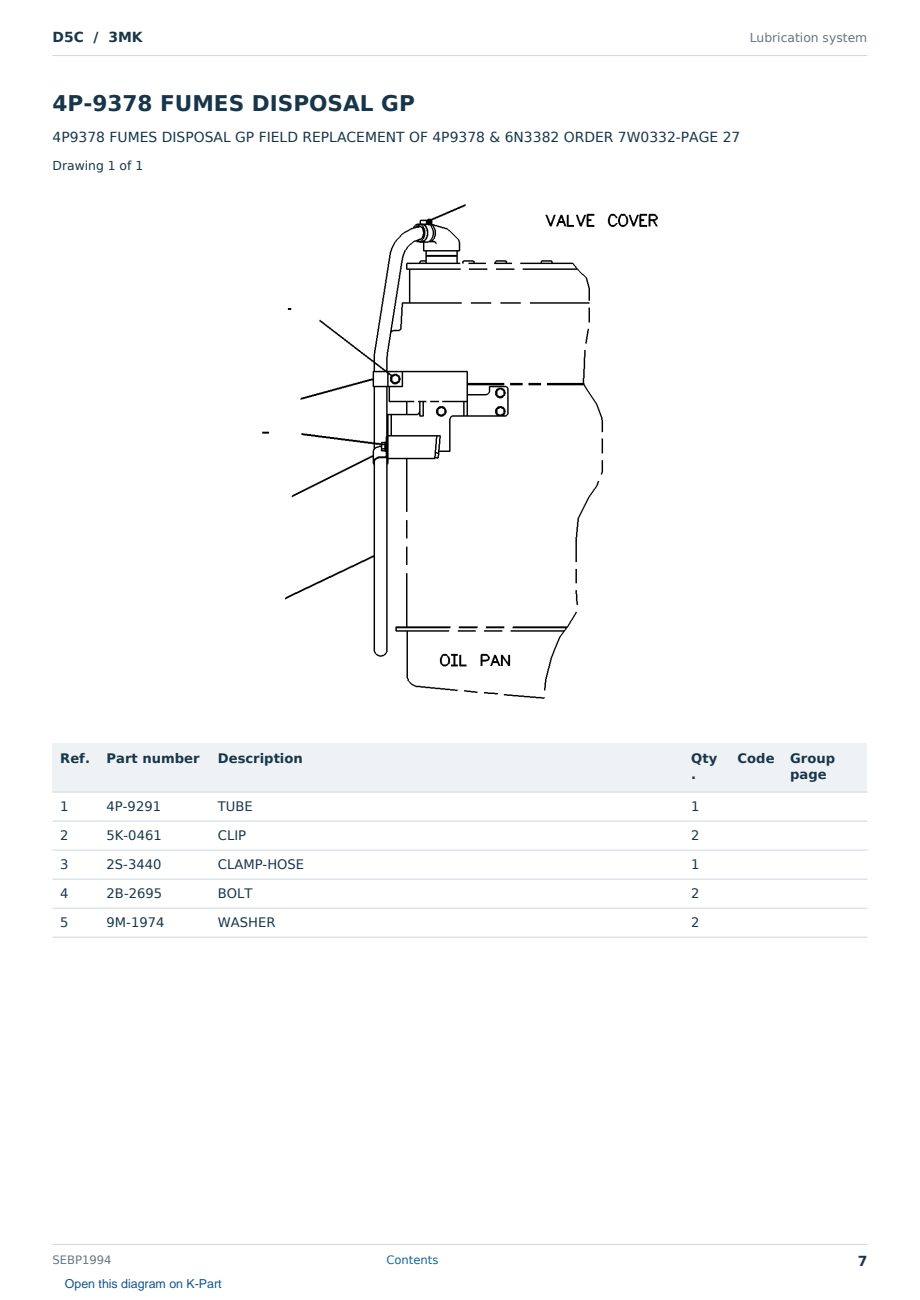 Caterpillar D5C S/N 3MK Partsbook SEBP1994 (English) - sample page 7 of 10 Caterpillar D5C S/N 3MK Partsbook SEBP1994 (English) - sample page 7 of 10