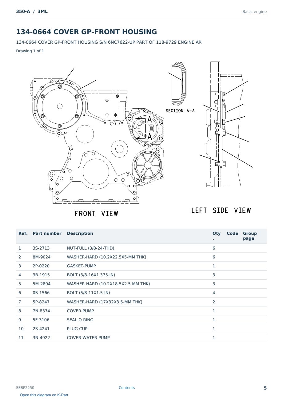 Caterpillar 350-A S/N 3ML Partsbook SEBP2250 (English) - sample page 5 of 10 Caterpillar 350-A S/N 3ML Partsbook SEBP2250 (English) - sample page 5 of 10
