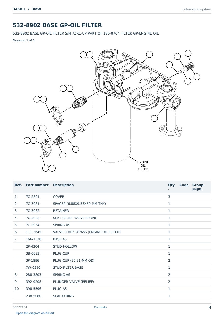 Caterpillar 345B L S/N 3MW Partsbook SEBP7104 (English) - sample page 4 of 10 Caterpillar 345B L S/N 3MW Partsbook SEBP7104 (English) - sample page 4 of 10