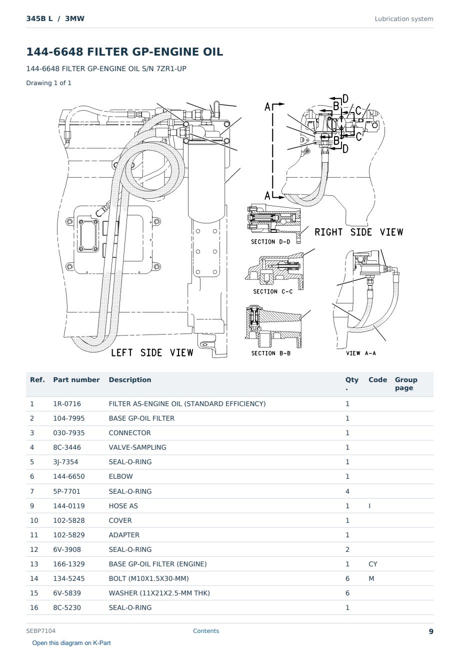 Caterpillar 345B L S/N 3MW Partsbook SEBP7104 (English) - sample page 9 of 10 Caterpillar 345B L S/N 3MW Partsbook SEBP7104 (English) - sample page 9 of 10