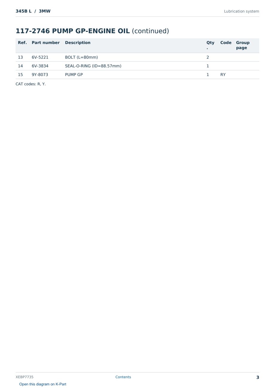 Caterpillar 345B L S/N 3MW Partsbook XEBP7735 (English) - sample page 3 of 10 Caterpillar 345B L S/N 3MW Partsbook XEBP7735 (English) - sample page 3 of 10