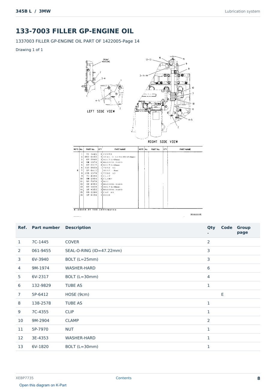 Caterpillar 345B L S/N 3MW Partsbook XEBP7735 (English) - sample page 8 of 10 Caterpillar 345B L S/N 3MW Partsbook XEBP7735 (English) - sample page 8 of 10
