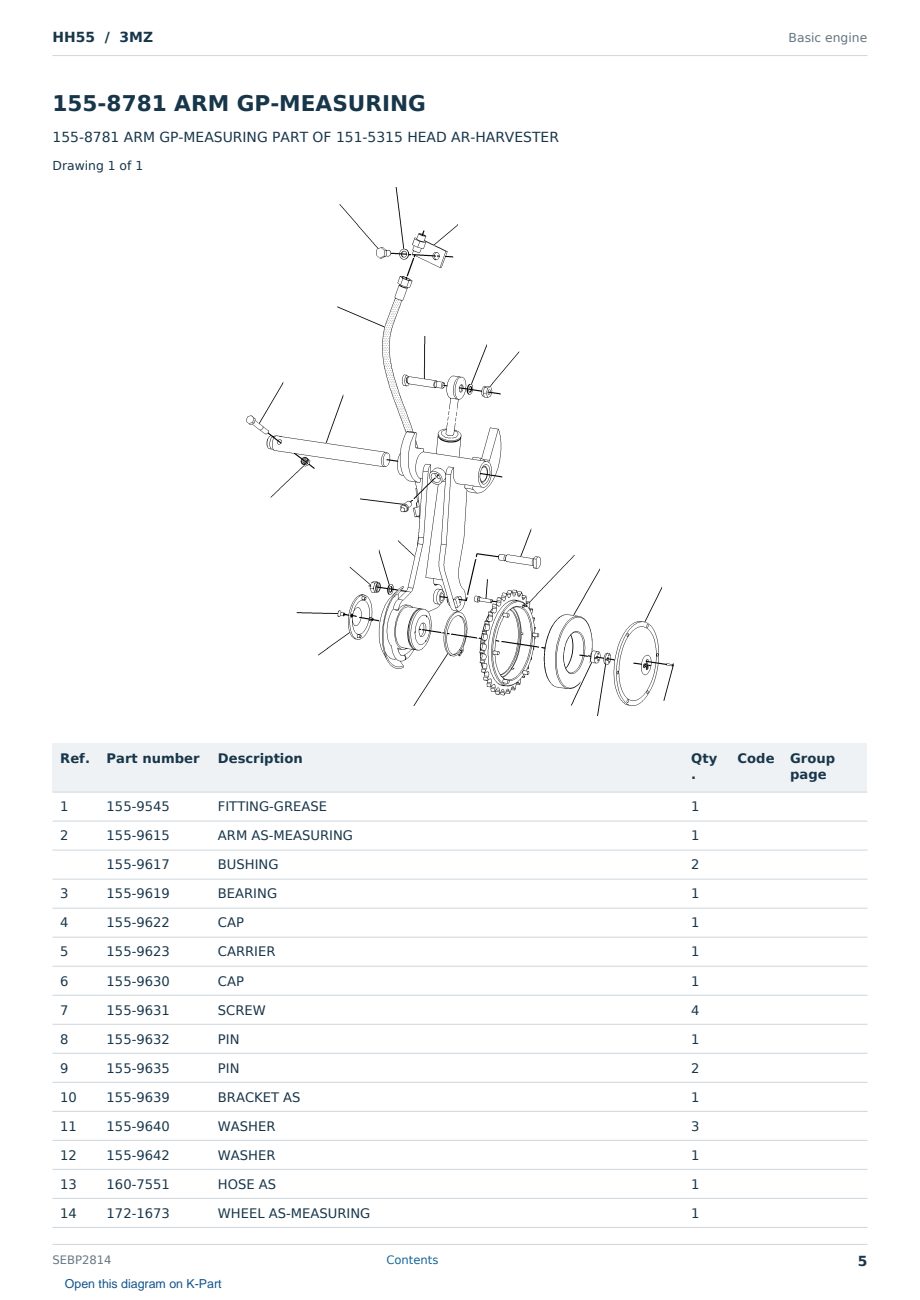 Caterpillar HH55 S/N 3MZ Partsbook SEBP2814 (English) - sample page 5 of 10 Caterpillar HH55 S/N 3MZ Partsbook SEBP2814 (English) - sample page 5 of 10