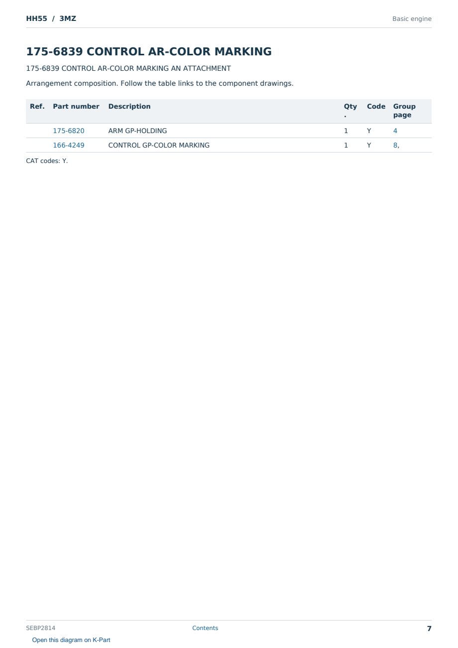 Caterpillar HH55 S/N 3MZ Partsbook SEBP2814 (English) - sample page 7 of 10 Caterpillar HH55 S/N 3MZ Partsbook SEBP2814 (English) - sample page 7 of 10