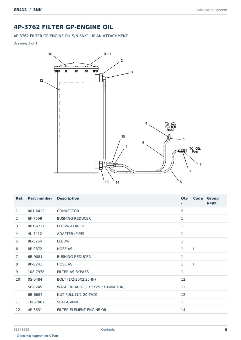 Caterpillar G3412 S/N 3NK Partsbook SEBP1993 (English) - sample page 8 of 10 Caterpillar G3412 S/N 3NK Partsbook SEBP1993 (English) - sample page 8 of 10