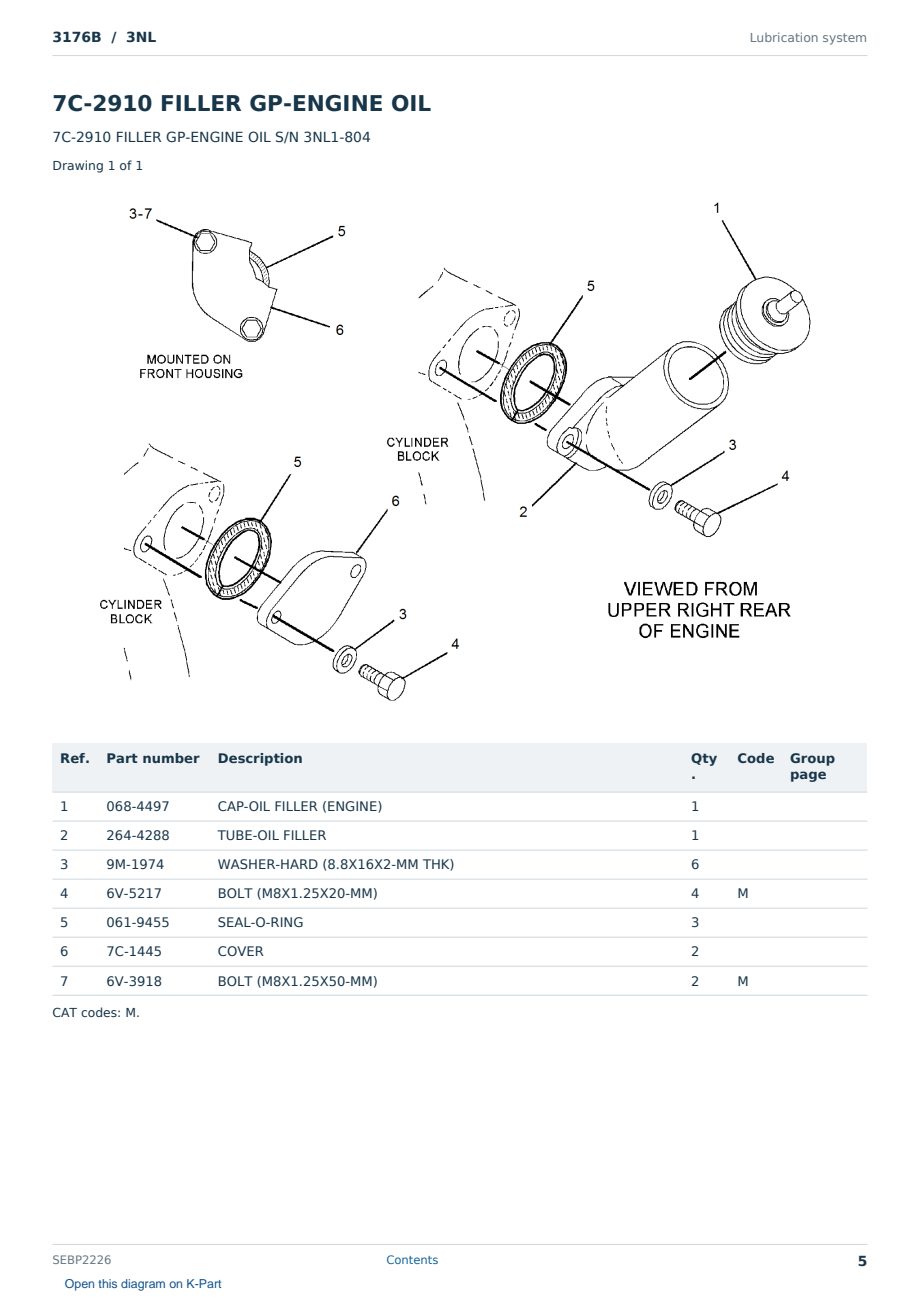 Caterpillar 3176B S/N 3NL Partsbook SEBP2226 (English) - sample page 5 of 10 Caterpillar 3176B S/N 3NL Partsbook SEBP2226 (English) - sample page 5 of 10