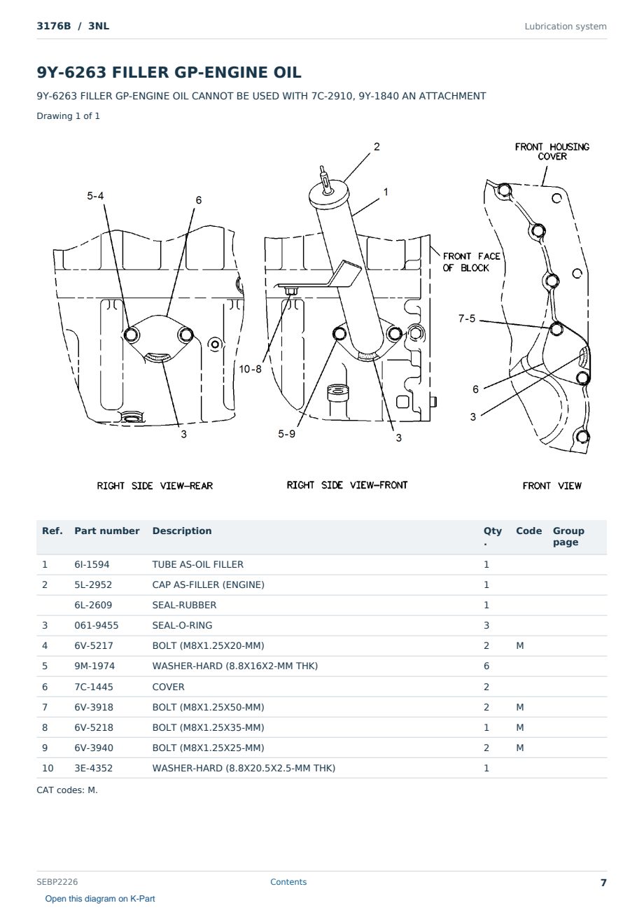 Caterpillar 3176B S/N 3NL Partsbook SEBP2226 (English) - sample page 7 of 10 Caterpillar 3176B S/N 3NL Partsbook SEBP2226 (English) - sample page 7 of 10