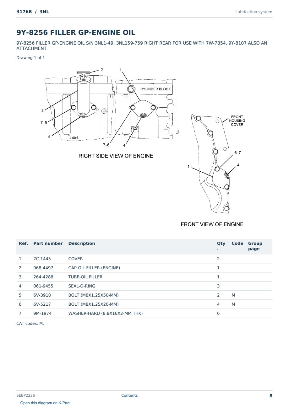 Caterpillar 3176B S/N 3NL Partsbook SEBP2226 (English) - sample page 8 of 10 Caterpillar 3176B S/N 3NL Partsbook SEBP2226 (English) - sample page 8 of 10