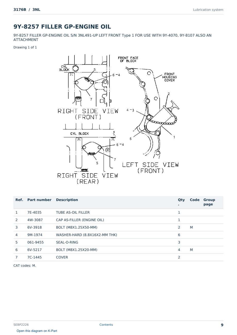 Caterpillar 3176B S/N 3NL Partsbook SEBP2226 (English) - sample page 9 of 10 Caterpillar 3176B S/N 3NL Partsbook SEBP2226 (English) - sample page 9 of 10