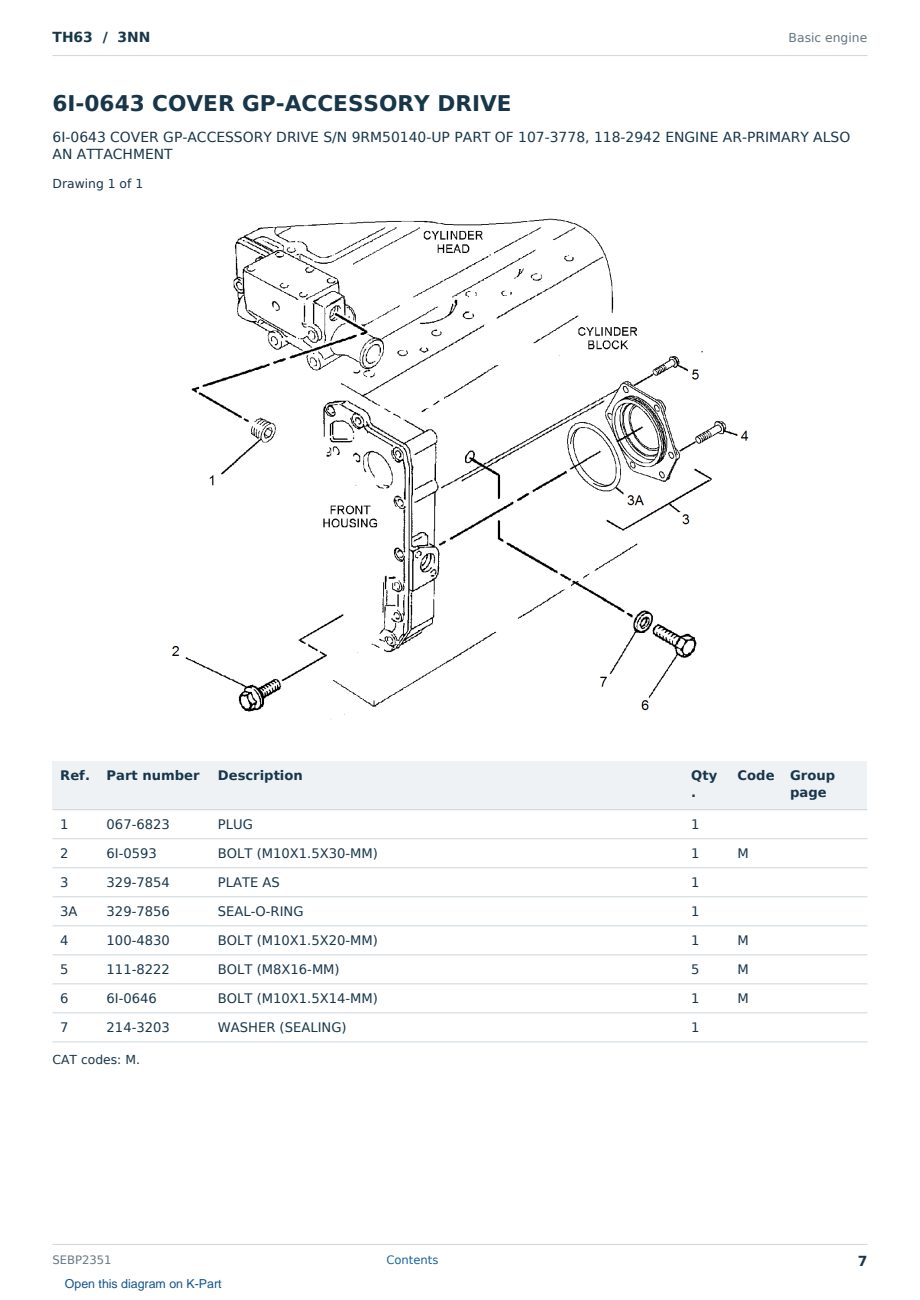 Caterpillar TH63 S/N 3NN Partsbook SEBP2351 (English) - sample page 7 of 10 Caterpillar TH63 S/N 3NN Partsbook SEBP2351 (English) - sample page 7 of 10