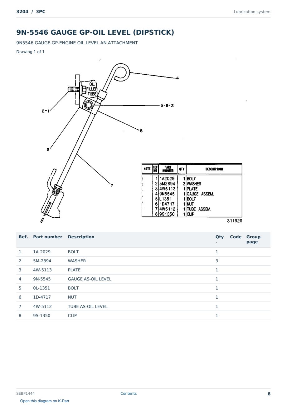 Caterpillar 3204 S/N 3PC Partsbook SEBP1444 (English) - sample page 6 of 10 Caterpillar 3204 S/N 3PC Partsbook SEBP1444 (English) - sample page 6 of 10