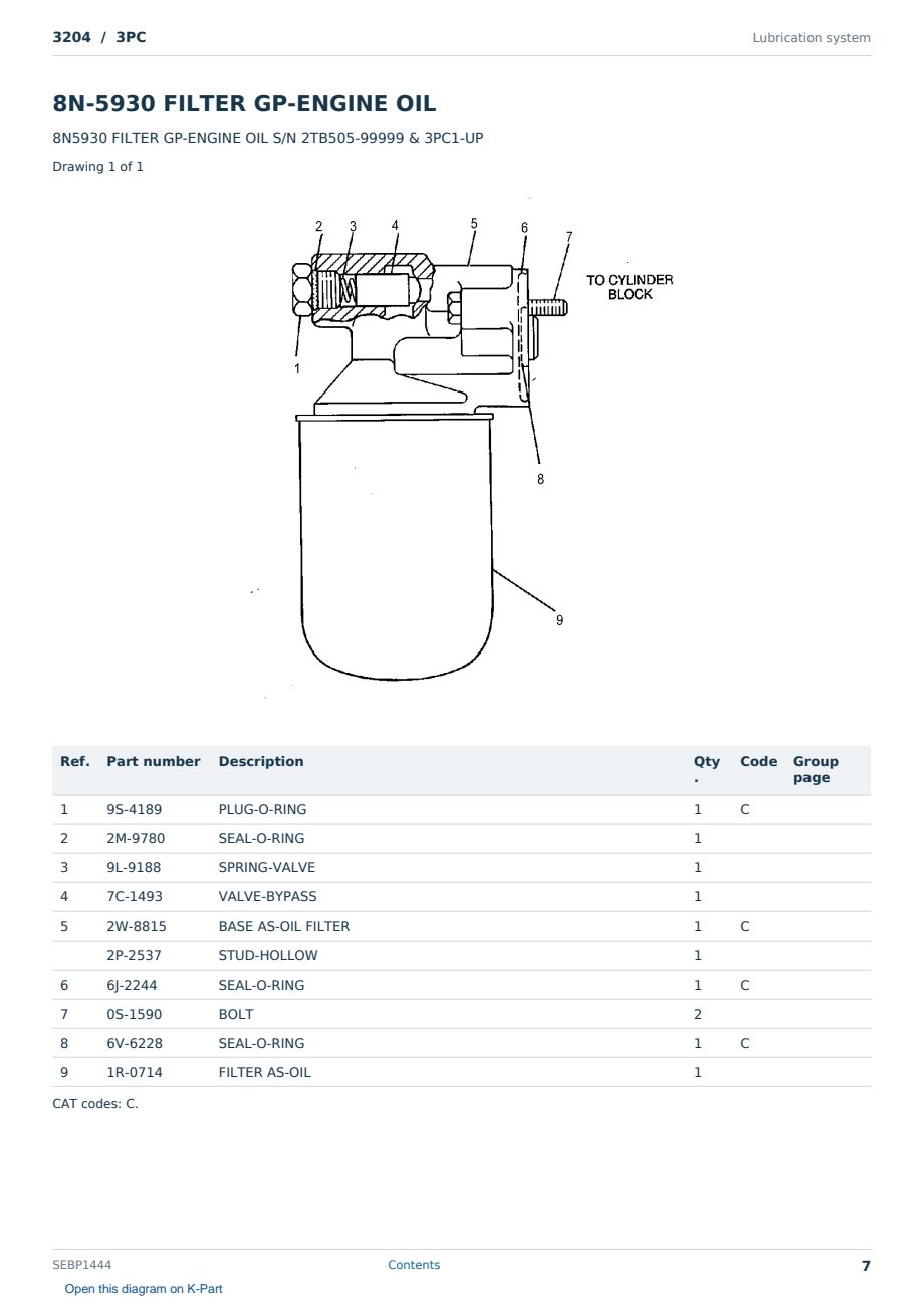 Caterpillar 3204 S/N 3PC Partsbook SEBP1444 (English) - sample page 7 of 10 Caterpillar 3204 S/N 3PC Partsbook SEBP1444 (English) - sample page 7 of 10