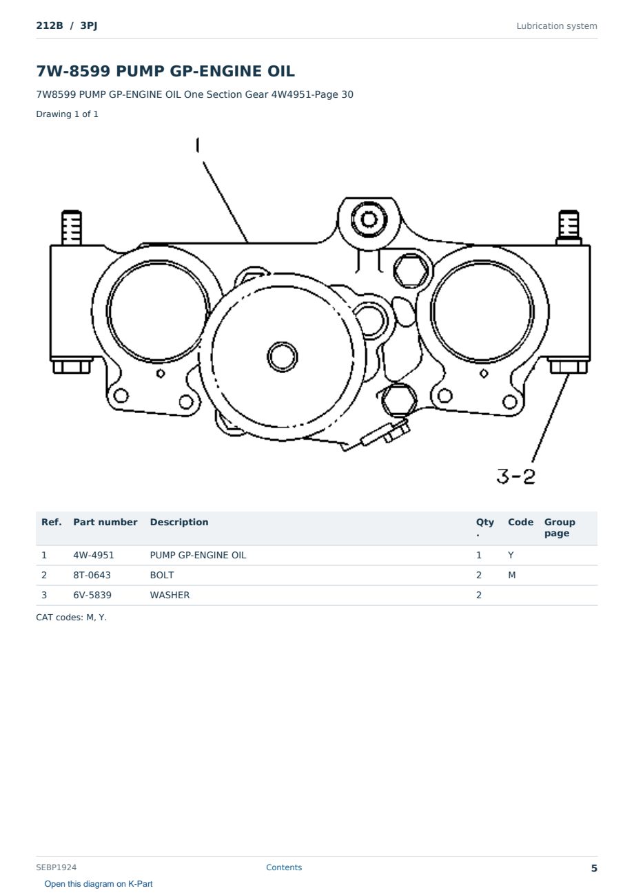Caterpillar 212B S/N 3PJ Partsbook SEBP1924 (English) - sample page 5 of 10 Caterpillar 212B S/N 3PJ Partsbook SEBP1924 (English) - sample page 5 of 10