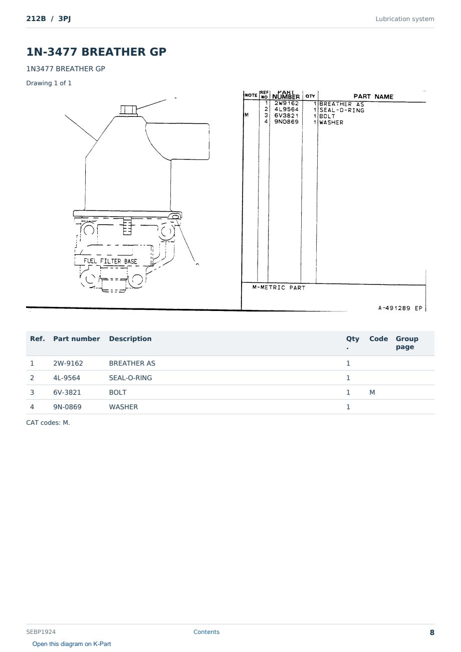 Caterpillar 212B S/N 3PJ Partsbook SEBP1924 (English) - sample page 8 of 10 Caterpillar 212B S/N 3PJ Partsbook SEBP1924 (English) - sample page 8 of 10