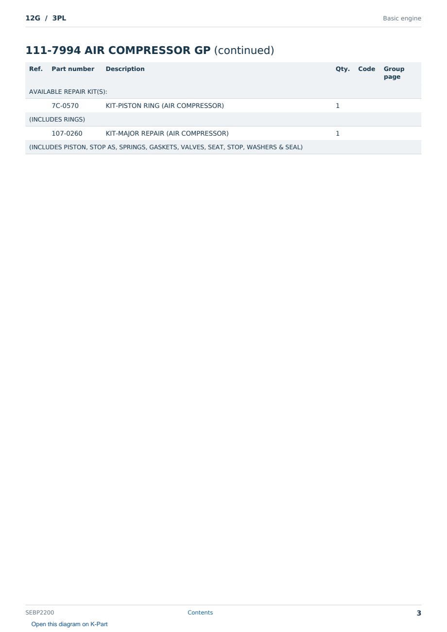 Caterpillar 12G S/N 3PL Partsbook SEBP2200 (English) - sample page 3 of 10 Caterpillar 12G S/N 3PL Partsbook SEBP2200 (English) - sample page 3 of 10