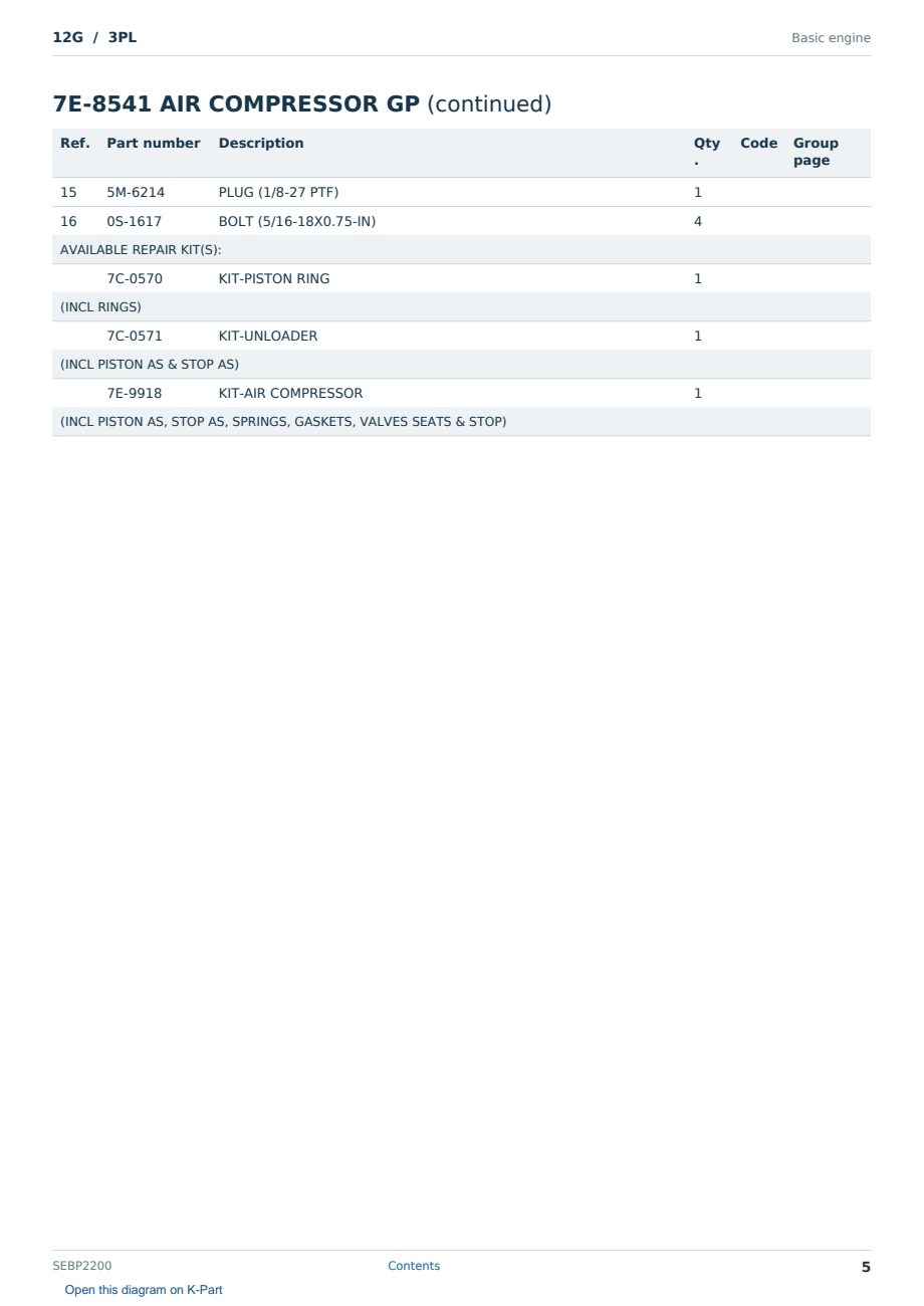 Caterpillar 12G S/N 3PL Partsbook SEBP2200 (English) - sample page 5 of 10 Caterpillar 12G S/N 3PL Partsbook SEBP2200 (English) - sample page 5 of 10